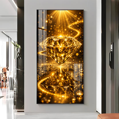 Golden Diamond Premium Acrylic Vertical Wall Art