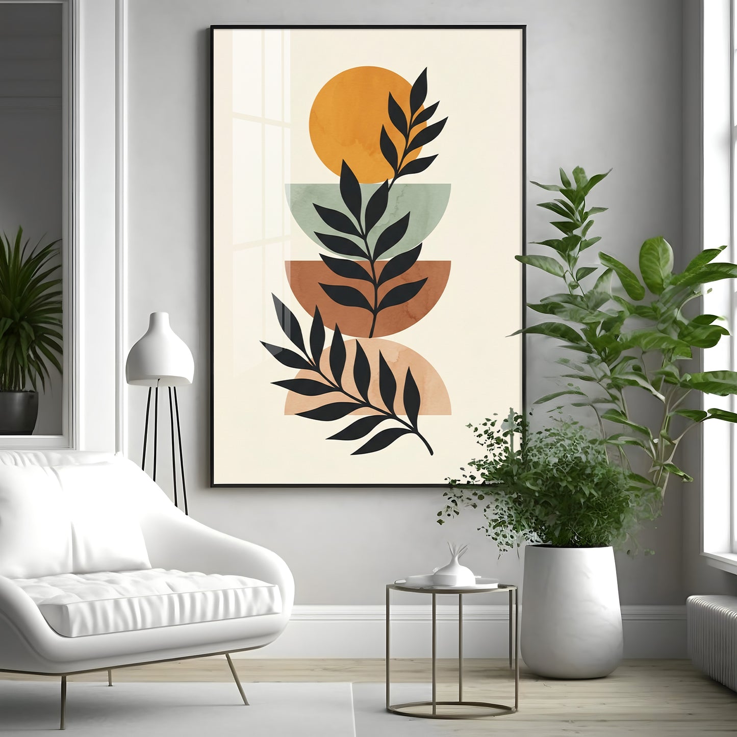 Stacked Bohemian Design With Leaf Premium Acrylic Vertical Wall Art