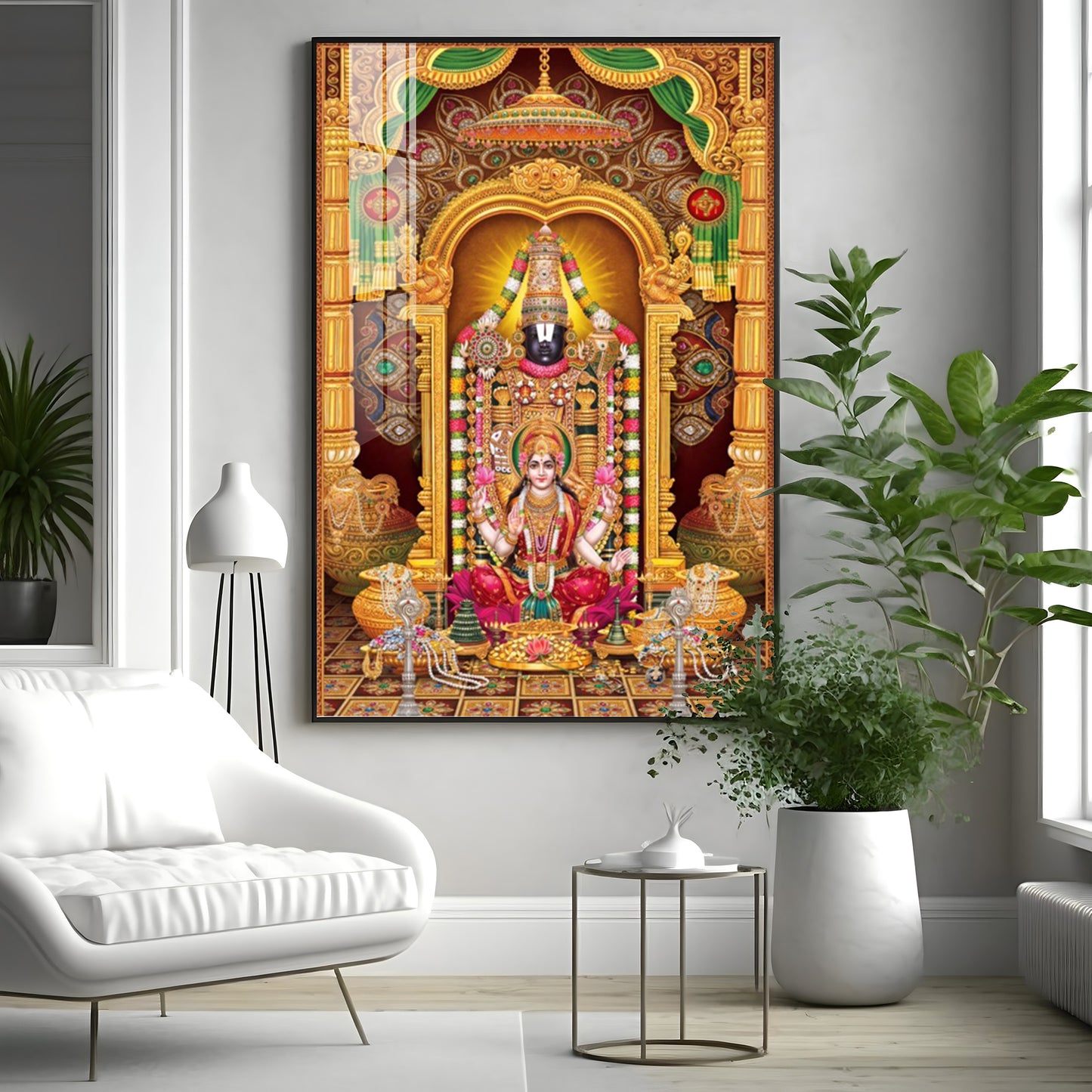 Tirupati Balaji With Goddess Lakshmi Premium Acrylic Vertical Wall Art