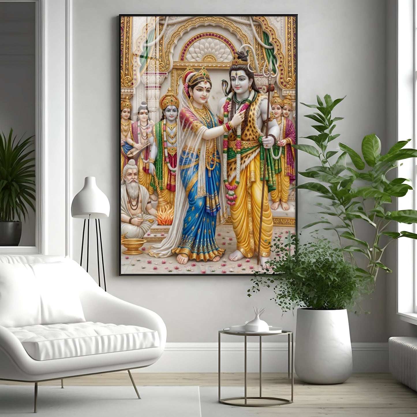 Lord Shiva Devi Parvati Marriage Ceremony Premium Acrylic Vertical Wall Art
