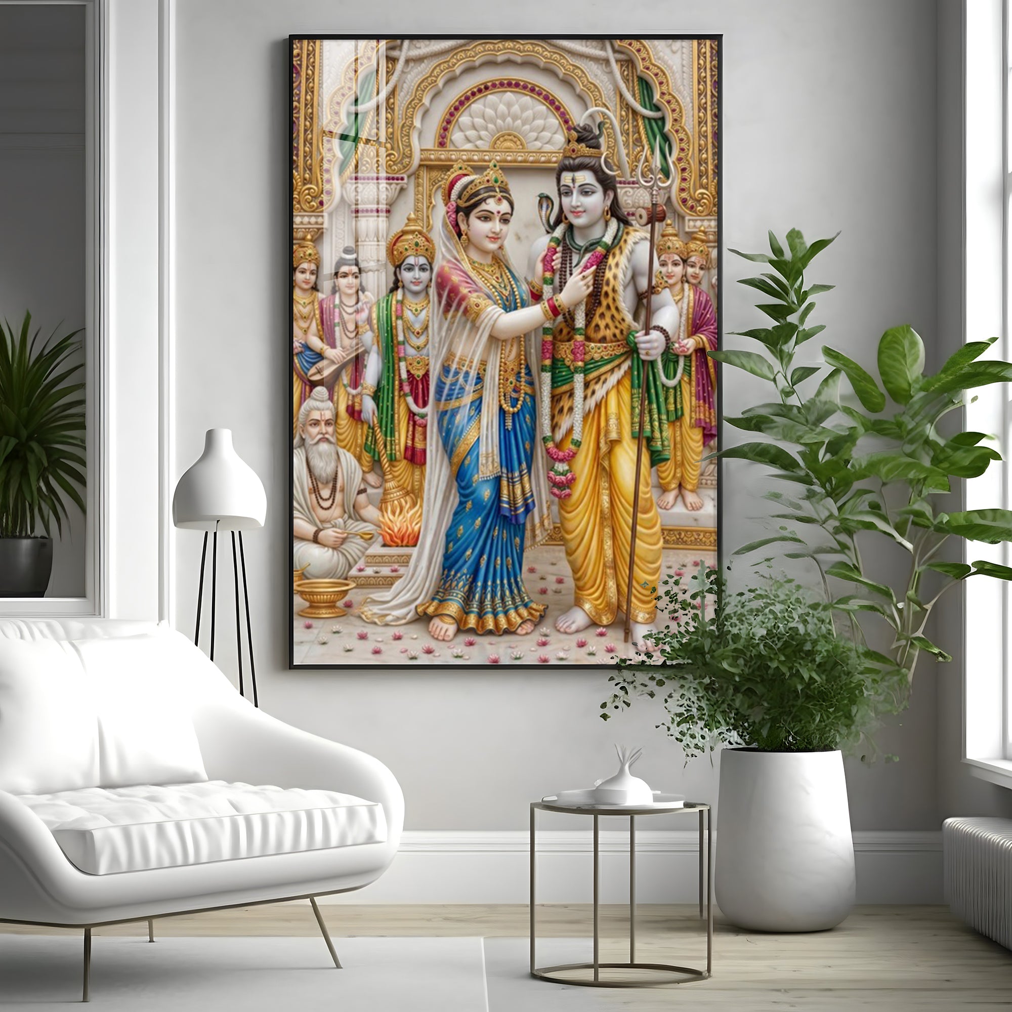 Lord Shiva Devi Parvati Marriage Ceremony Premium Acrylic Vertical Wall Art