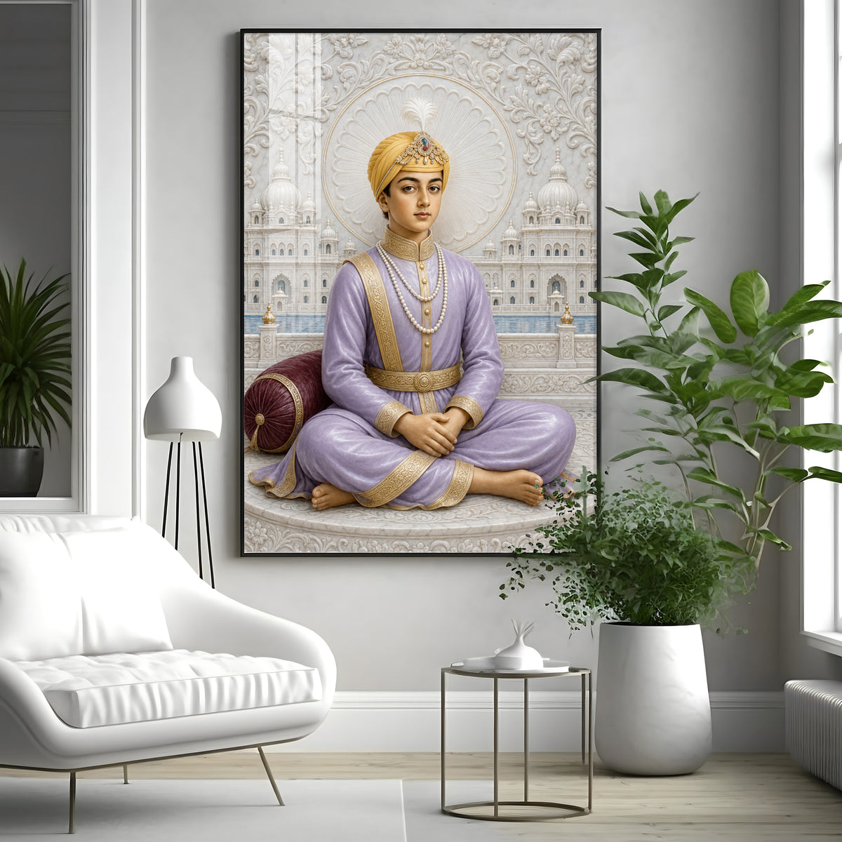 Divine Guru Har Krishan Ji Premium Acrylic Vertical Wall Art
