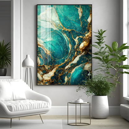 Golden Vein Elegance Premium Acrylic Vertical Wall Art