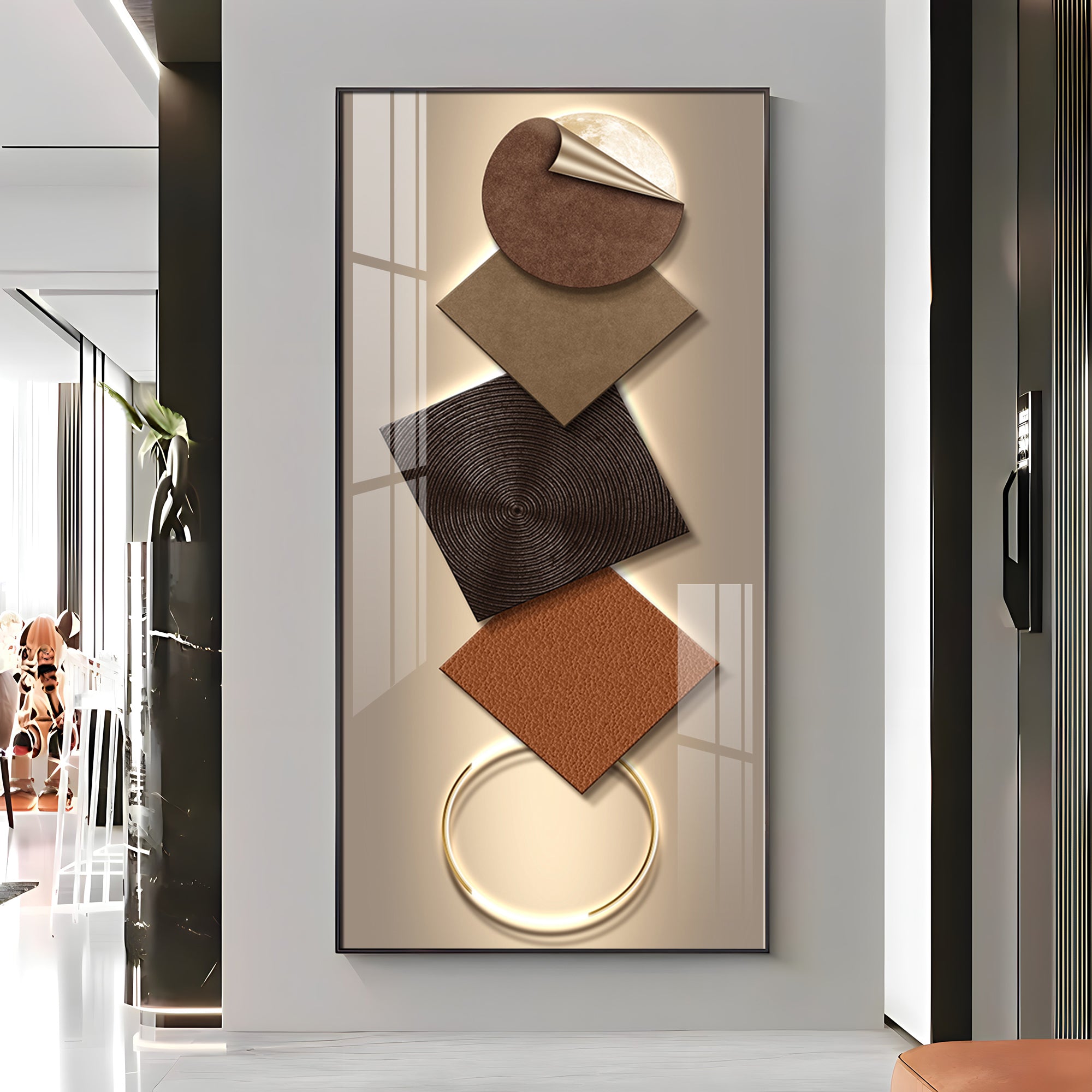 Elegant Geometry Abstract Design Premium Acrylic Vertical Wall Art