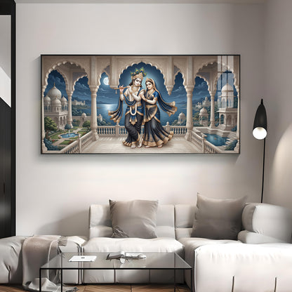 Devotional Lord Radha Krishna Premium Acrylic Horizontal Wall Art