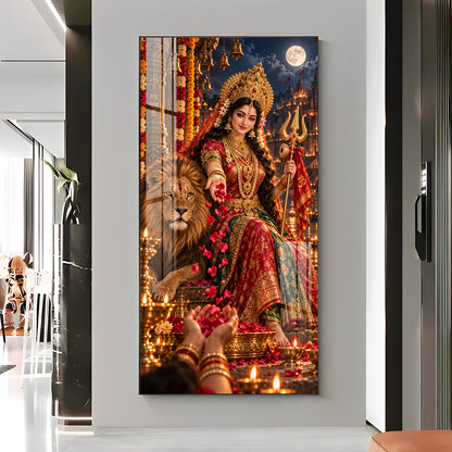 Maa Siddhidatri Premium Acrylic Vertical Wall Art