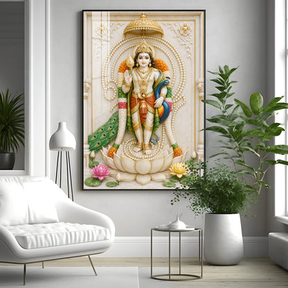 Divine Karthikeya Premium Acrylic Vertical Wall Art