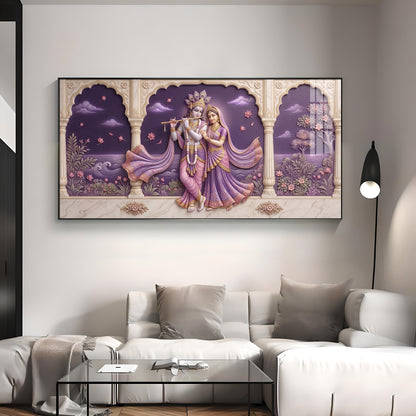 Radha Krishna Swaroop Premium Acrylic Horizontal Wall Art