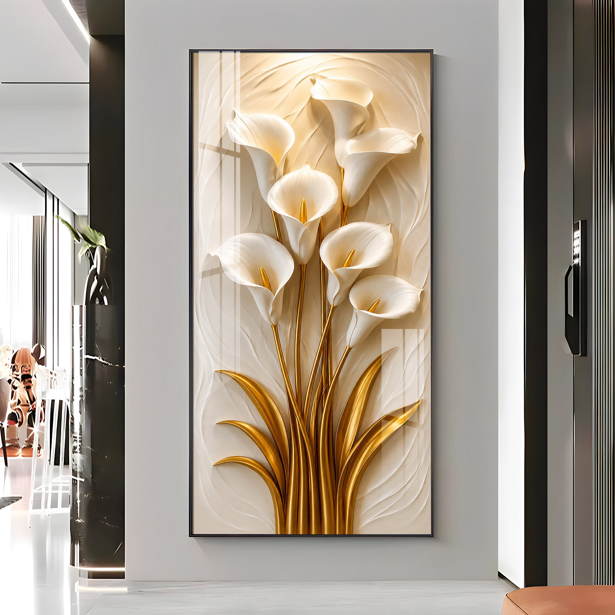 White Calla Lilies Flowers Premium Acrylic Vertical Wall Art