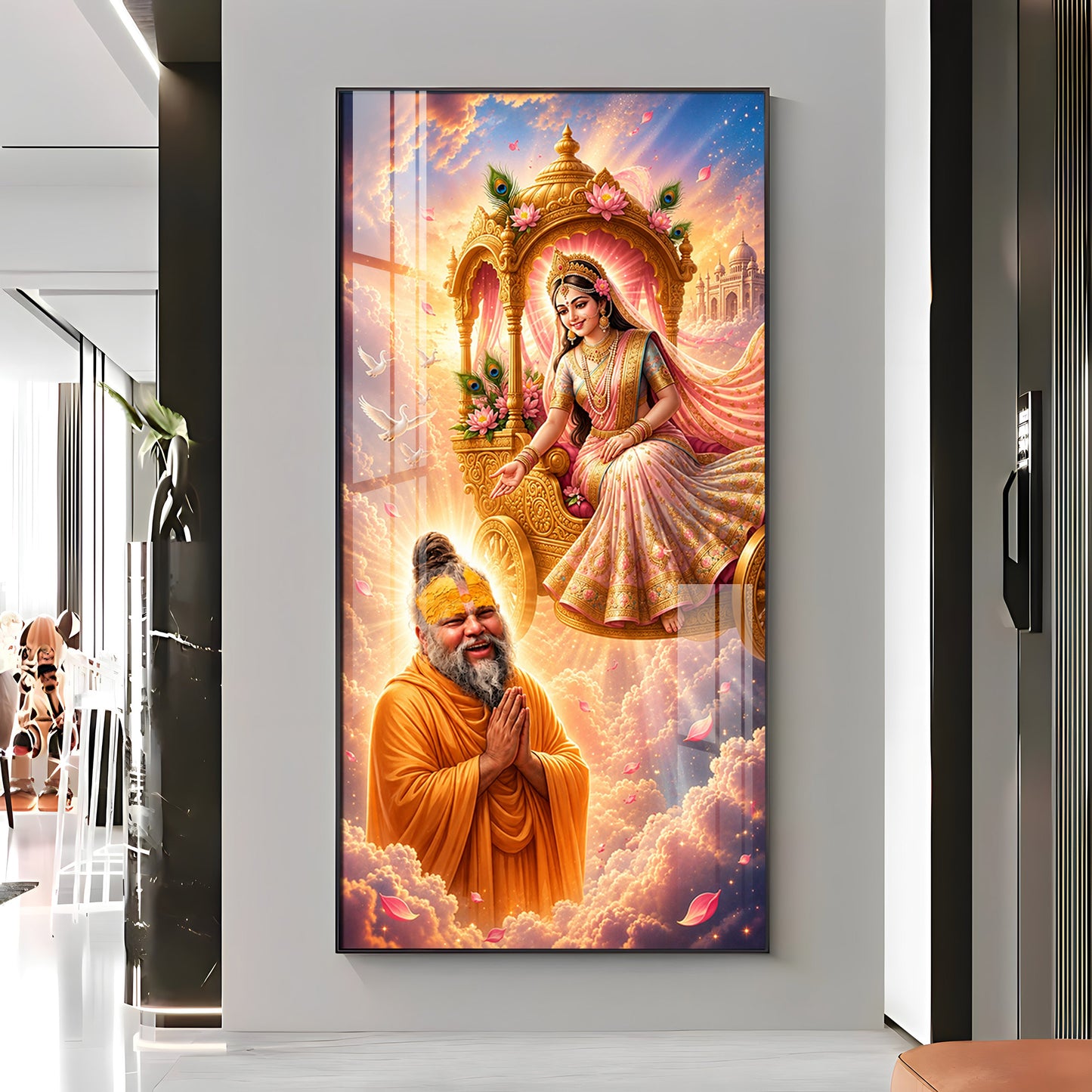 Shri Radha Rani & Premanand Maharaj Premium Acrylic Vertical Wall Art