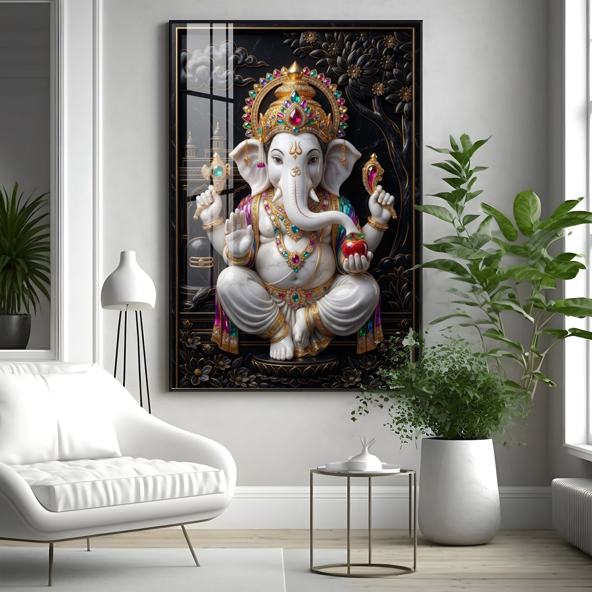 Hindu Lord Ganpati Ji Premium Acrylic Vertical Wall Art
