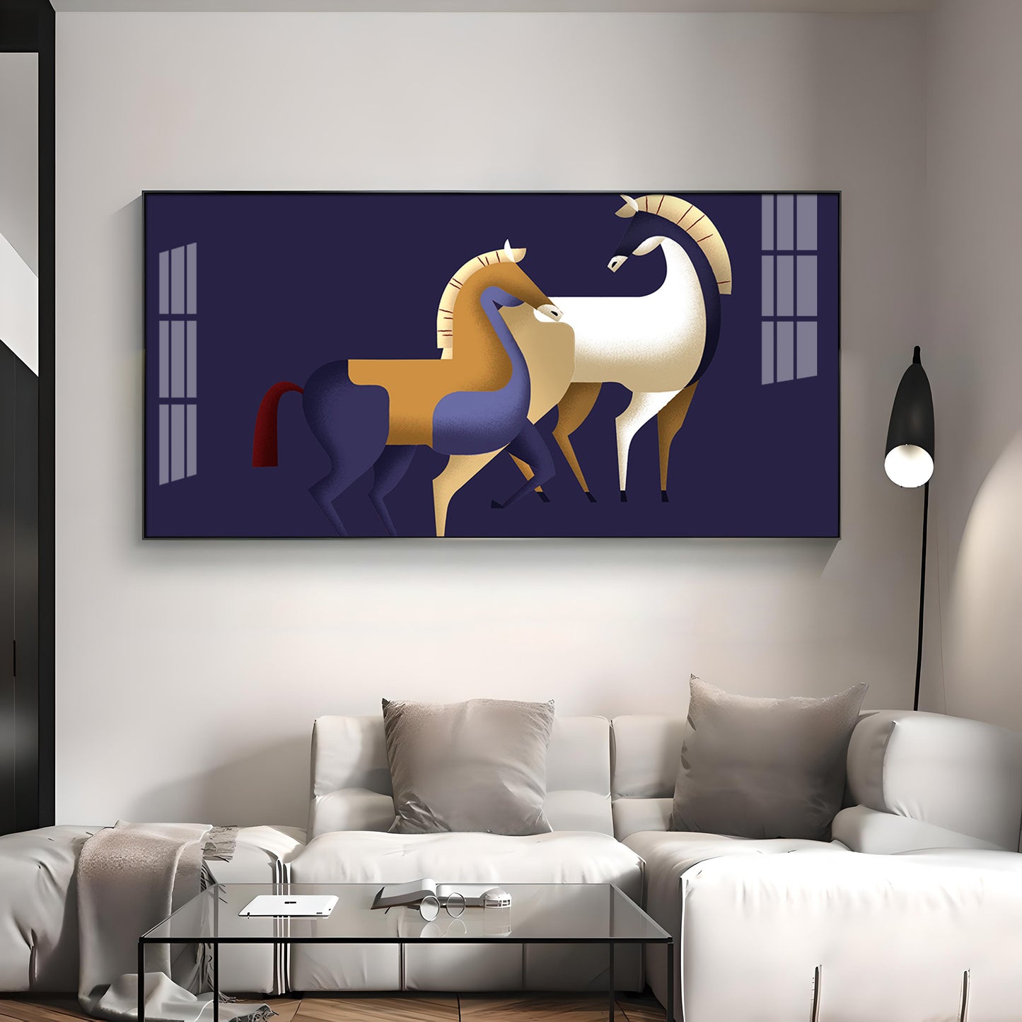 Two Stylized Horses Premium Acrylic Horizontal Wall Art