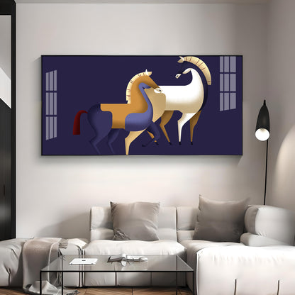 Two Stylized Horses Premium Acrylic Horizontal Wall Art