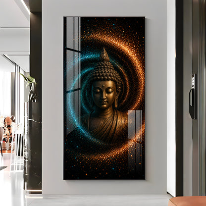 Serene Buddha Cosmic Energy Premium Acrylic Vertical Wall Art
