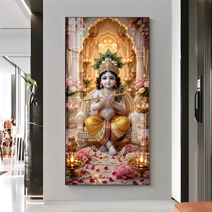 Divine Shree Krishna Premium Acrylic Vertical Wall Art
