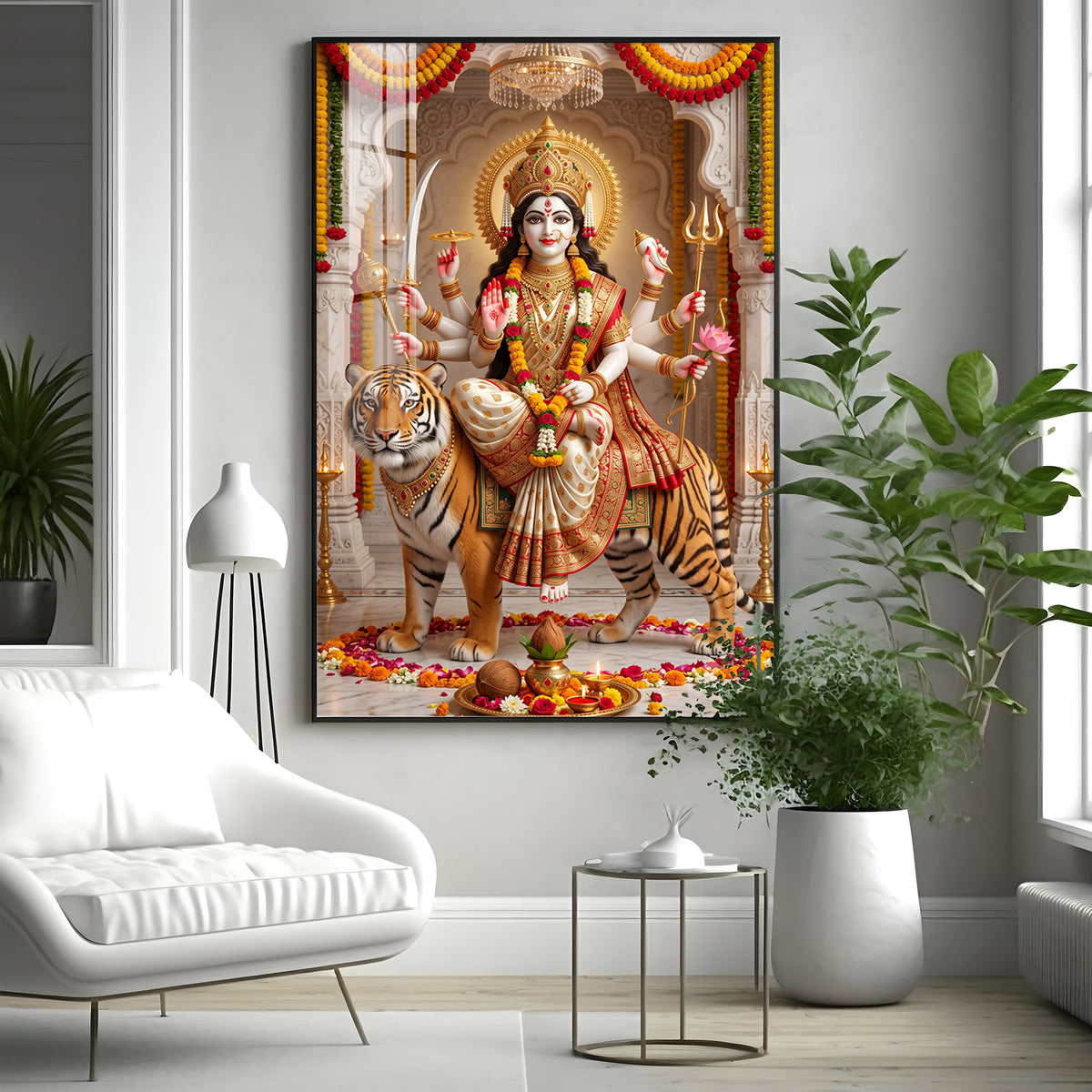 Divine Sherawali Maiya Premium Acrylic Vertical Wall Art