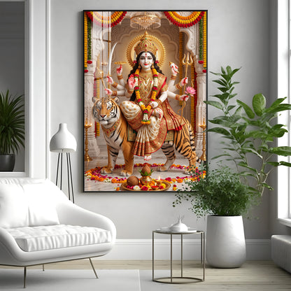 Divine Sherawali Maiya Premium Acrylic Vertical Wall Art