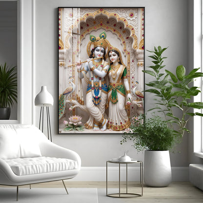 Peaceful Presence Of Radha Krishna Premium Acrylic Vertical Wall Art