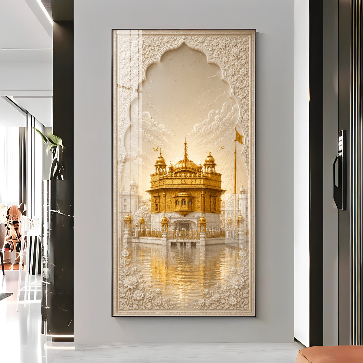 Divine Golden Temple Premium Acrylic Vertical Wall Art