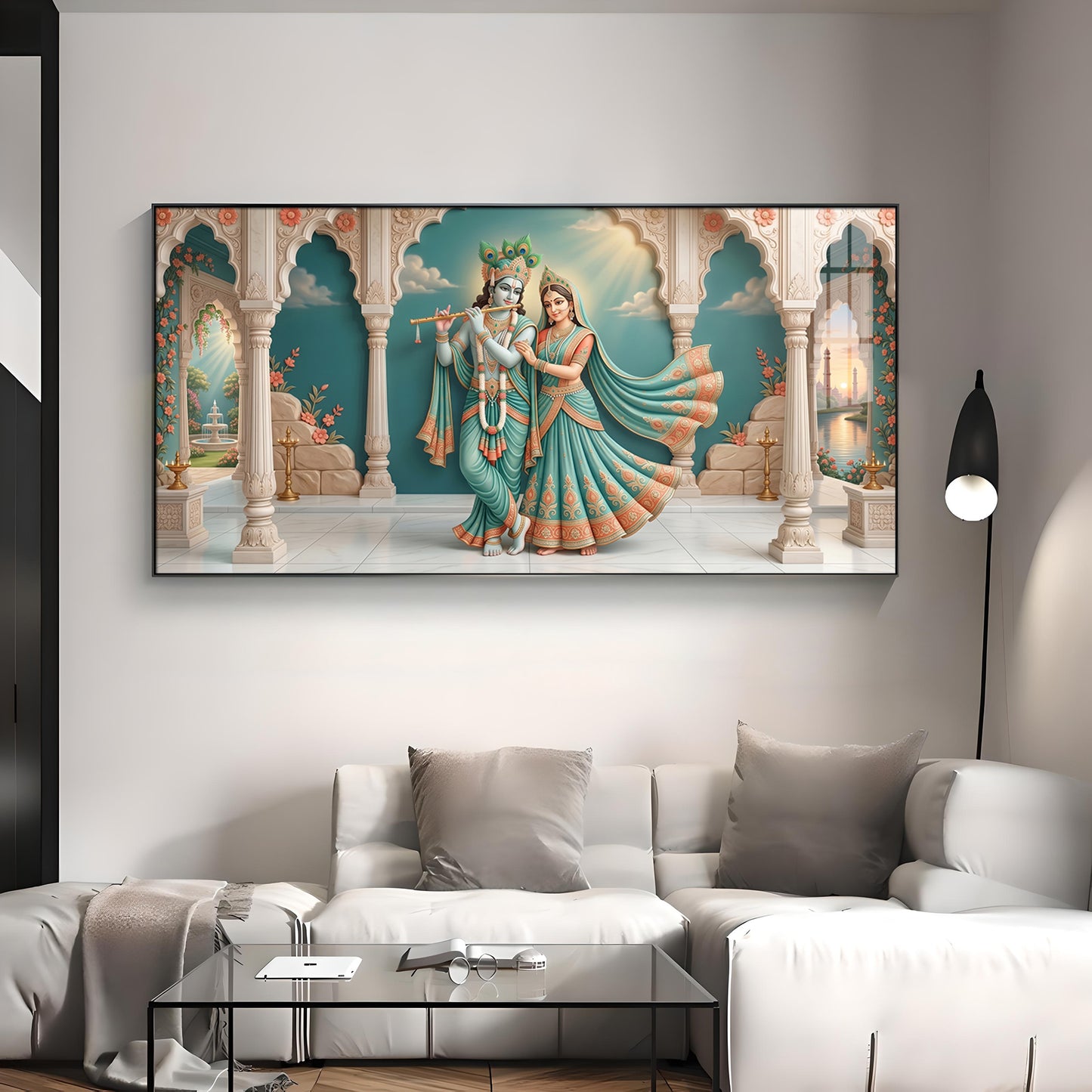 Hindu Deities Radha Krishna Premium Acrylic Horizontal Wall Art