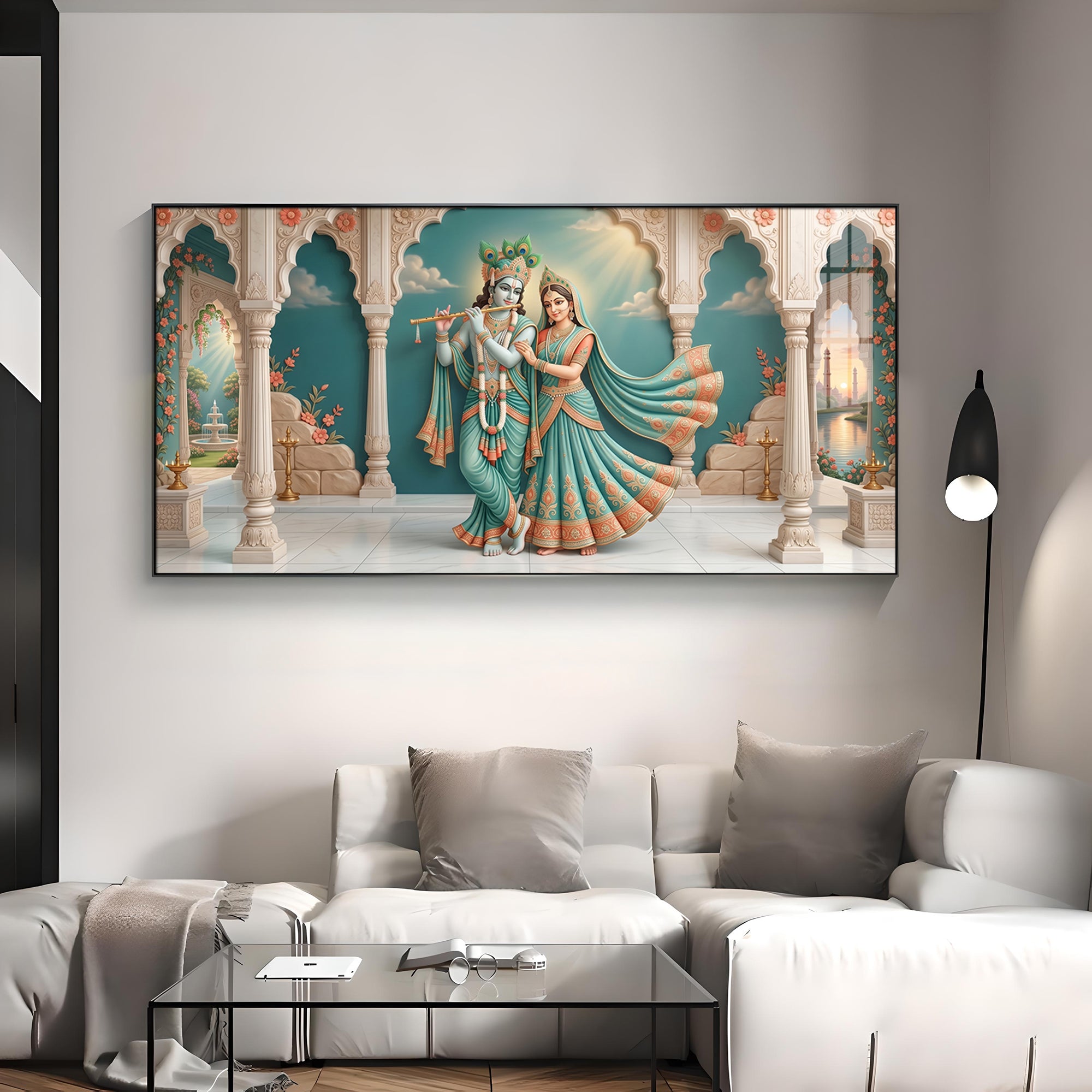 Hindu Deities Radha Krishna Premium Acrylic Horizontal Wall Art