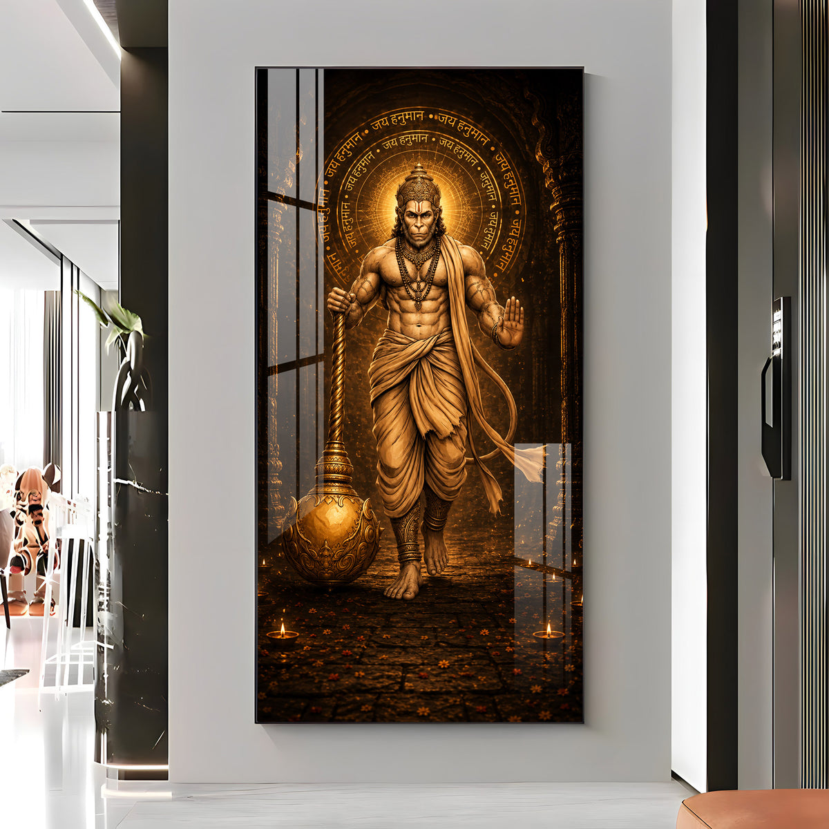 Spiritual God Hanuman Ji Premium Acrylic Vertical Wall Art