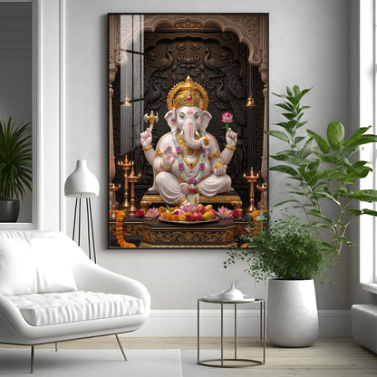 Divine Vighnaharta Ganesh Ji Premium Acrylic Vertical Wall Art