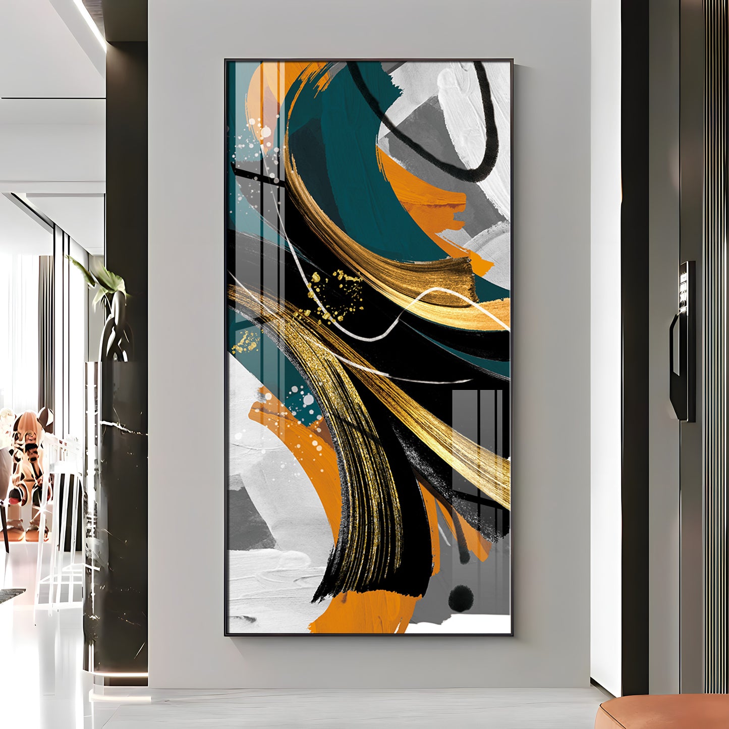 Abstract Gold Foil Premium Acrylic Vertical Wall Art