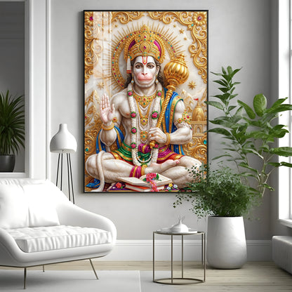 Divine Lord Hanuman Ji Premium Acrylic Vertical Wall Art