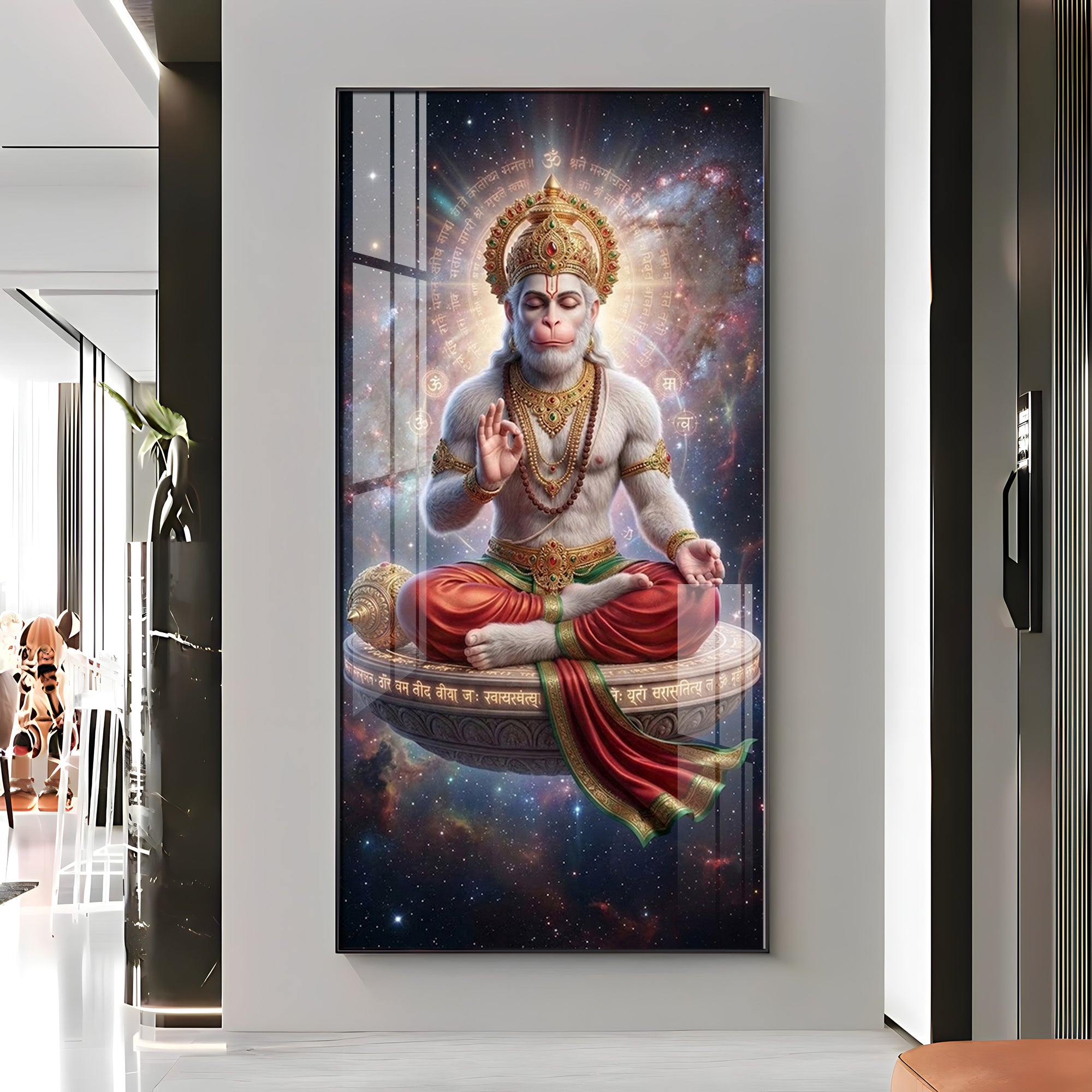 Hanuman in the Cosmos Premium Acrylic Vertical Wall Art