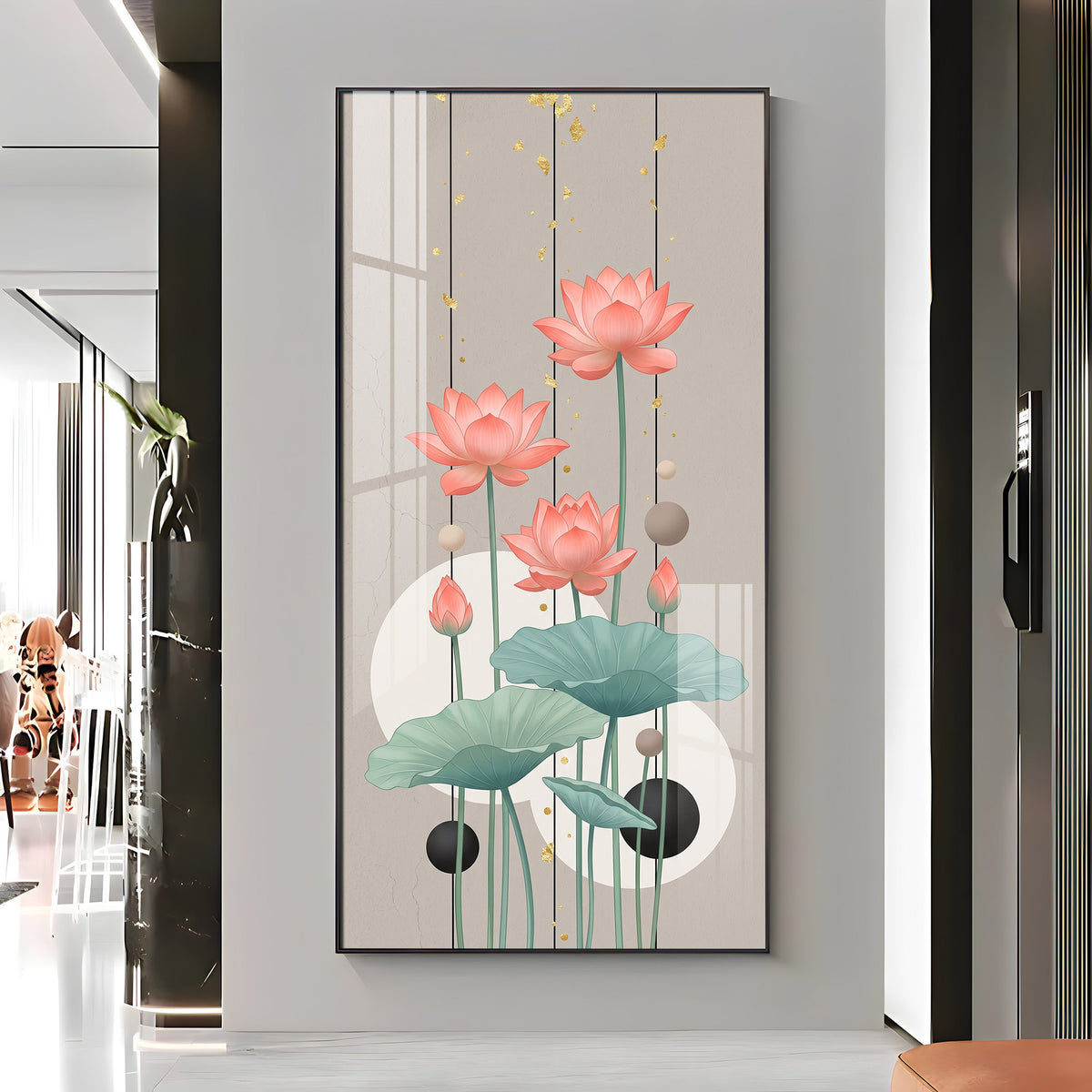 Pink Lotus Abstract Premium Acrylic Vertical Wall Art