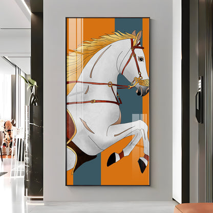 Modern White Horse Premium Acrylic Vertical Wall Art