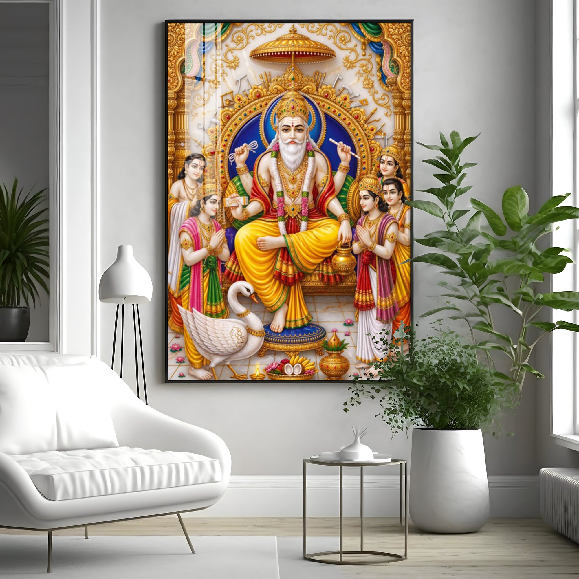 Divine Lord Vishwakarma Premium Acrylic Vertical Wall Art