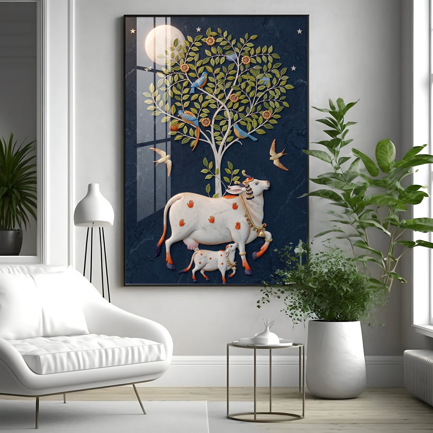 Pichwai Cow Premium Acrylic Vertical Wall Art