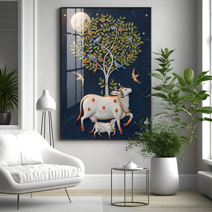 Pichwai Cow Premium Acrylic Vertical Wall Art