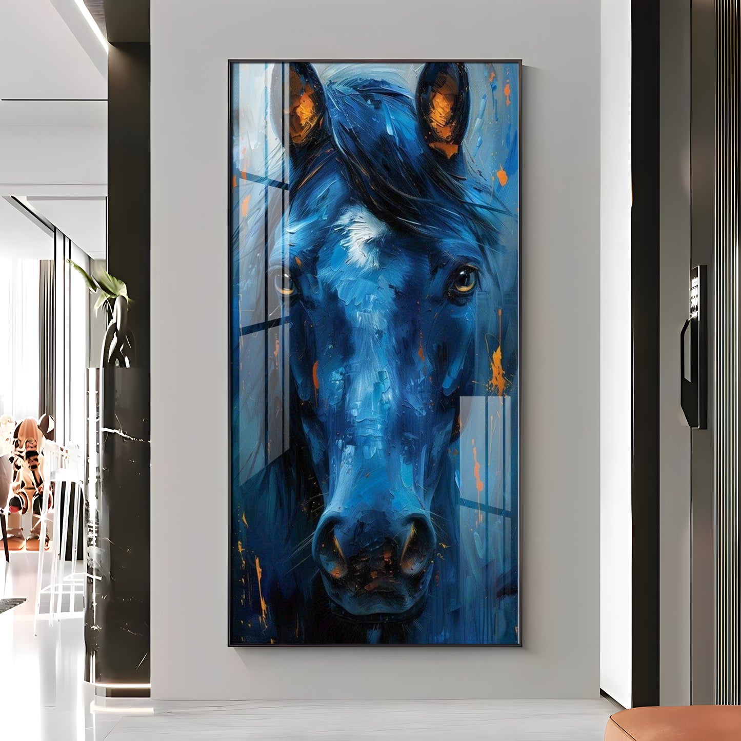 Blue Horse Premium Acrylic Vertical Wall Art