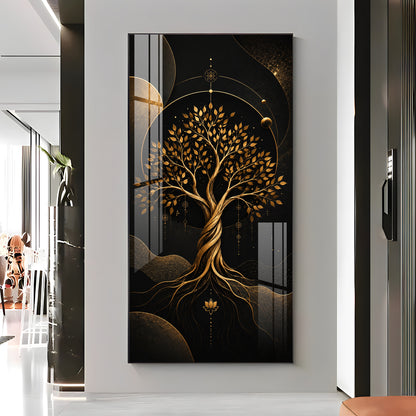 Modern Luxury Gold Tree Premium Acrylic Vertical Wall Art