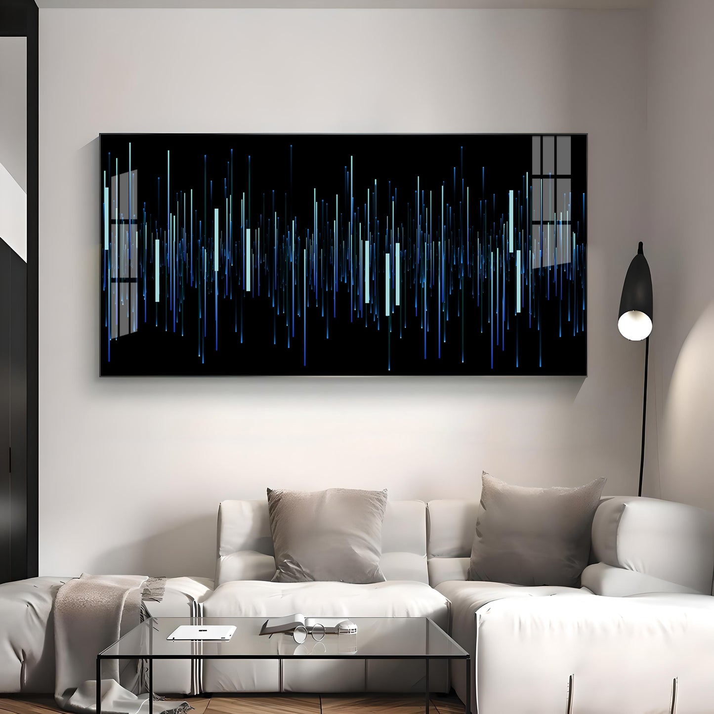Abstract Vertical Light Bar Line Premium Acrylic Horizontal Wall Art