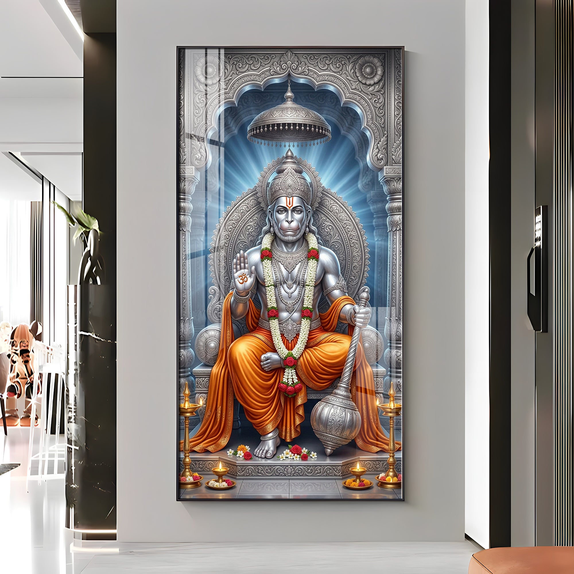 Exalted Hanuman Ji Premium Acrylic Vertical Wall Art