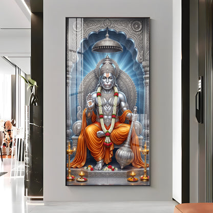 Exalted Hanuman Ji Premium Acrylic Vertical Wall Art