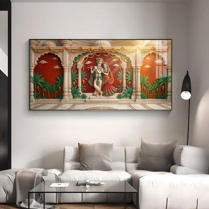 Hindu Deity Krishna With Radha Premium Acrylic Horizontal Wall Art