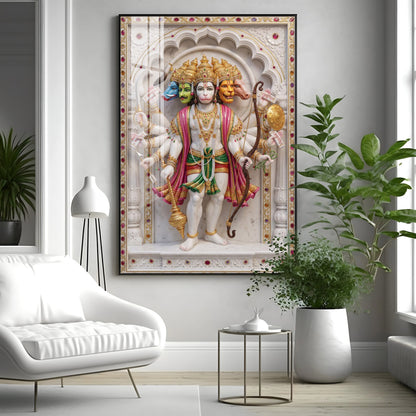 Radiant Hanuman Ji Idol Premium Acrylic Vertical Wall Art