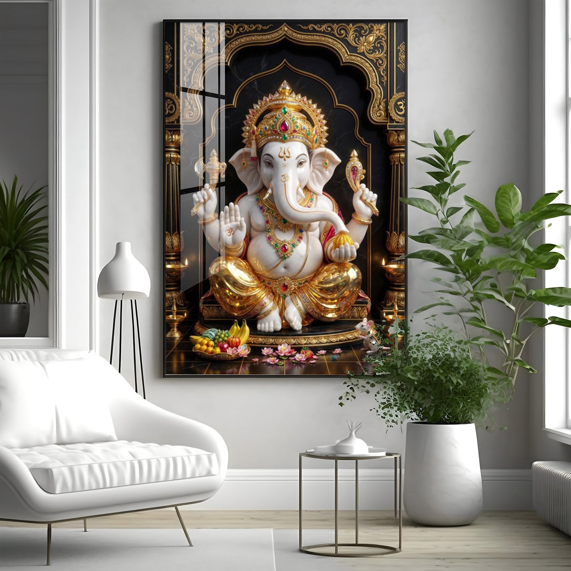 Hindu Lord Ganesh Ji Premium Acrylic Vertical Wall Art