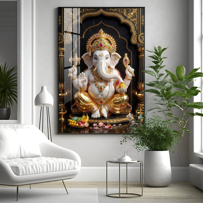 Hindu Lord Ganesh Ji Premium Acrylic Vertical Wall Art