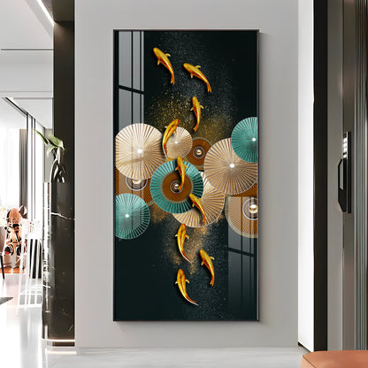 Serene Koi Fish Premium Acrylic Vertical Wall Art
