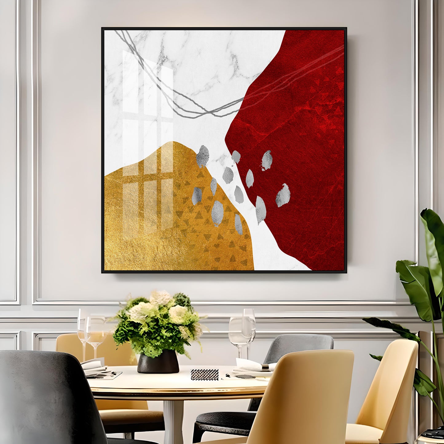 Crimson Elegance Premium Acrylic Square Wall Art