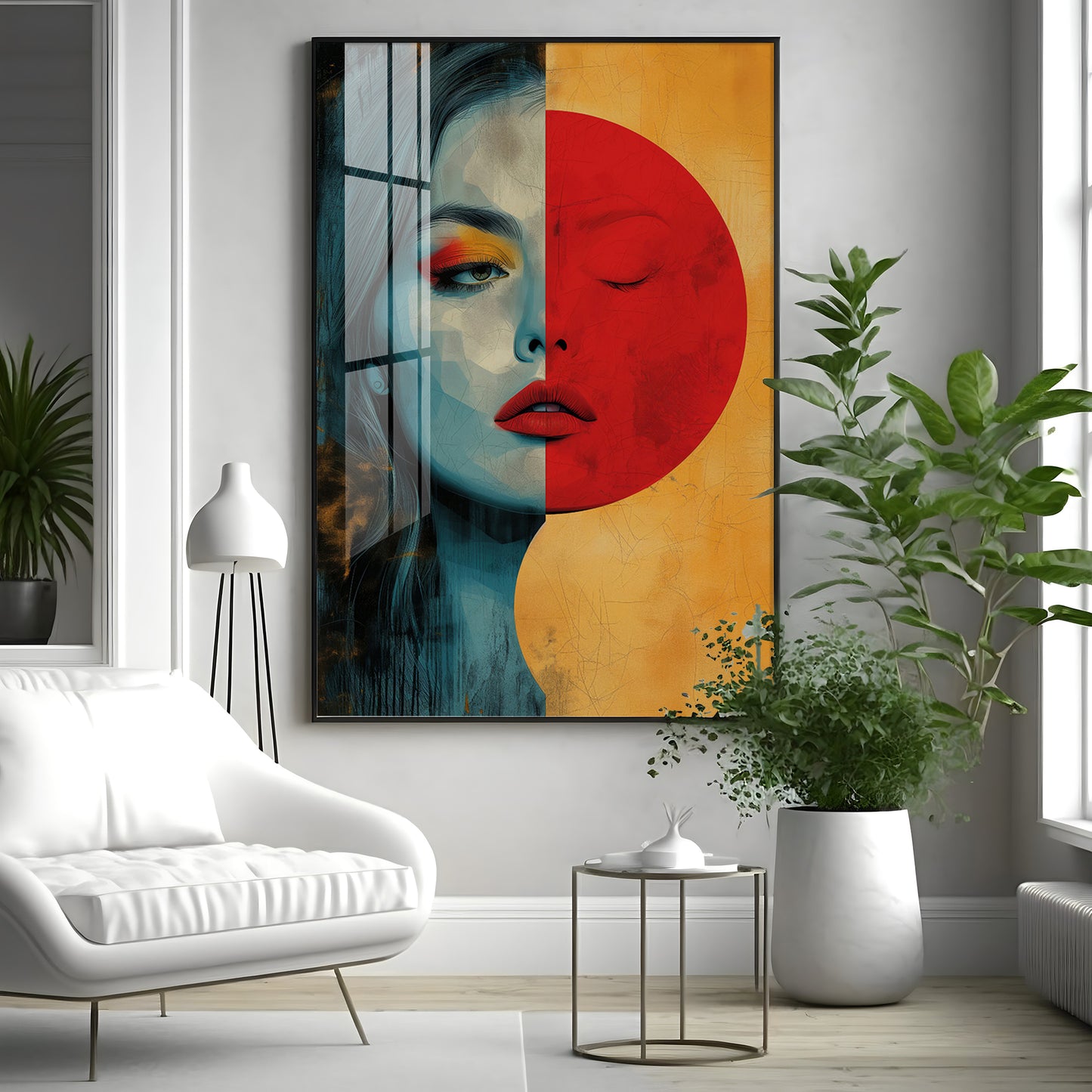 Abstract Serenity Modern Woman Premium Acrylic Vertical Wall Art