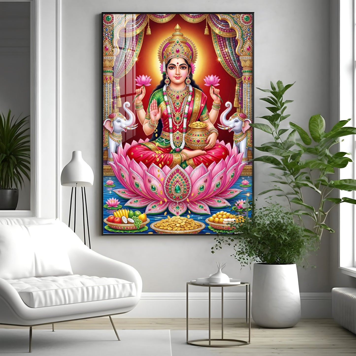 Goddess Mahalakshmi Premium Acrylic Vertical Wall Art