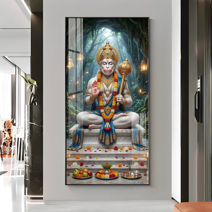 Divine Harmony Of Lord Hanuman Premium Acrylic Vertical Wall Art