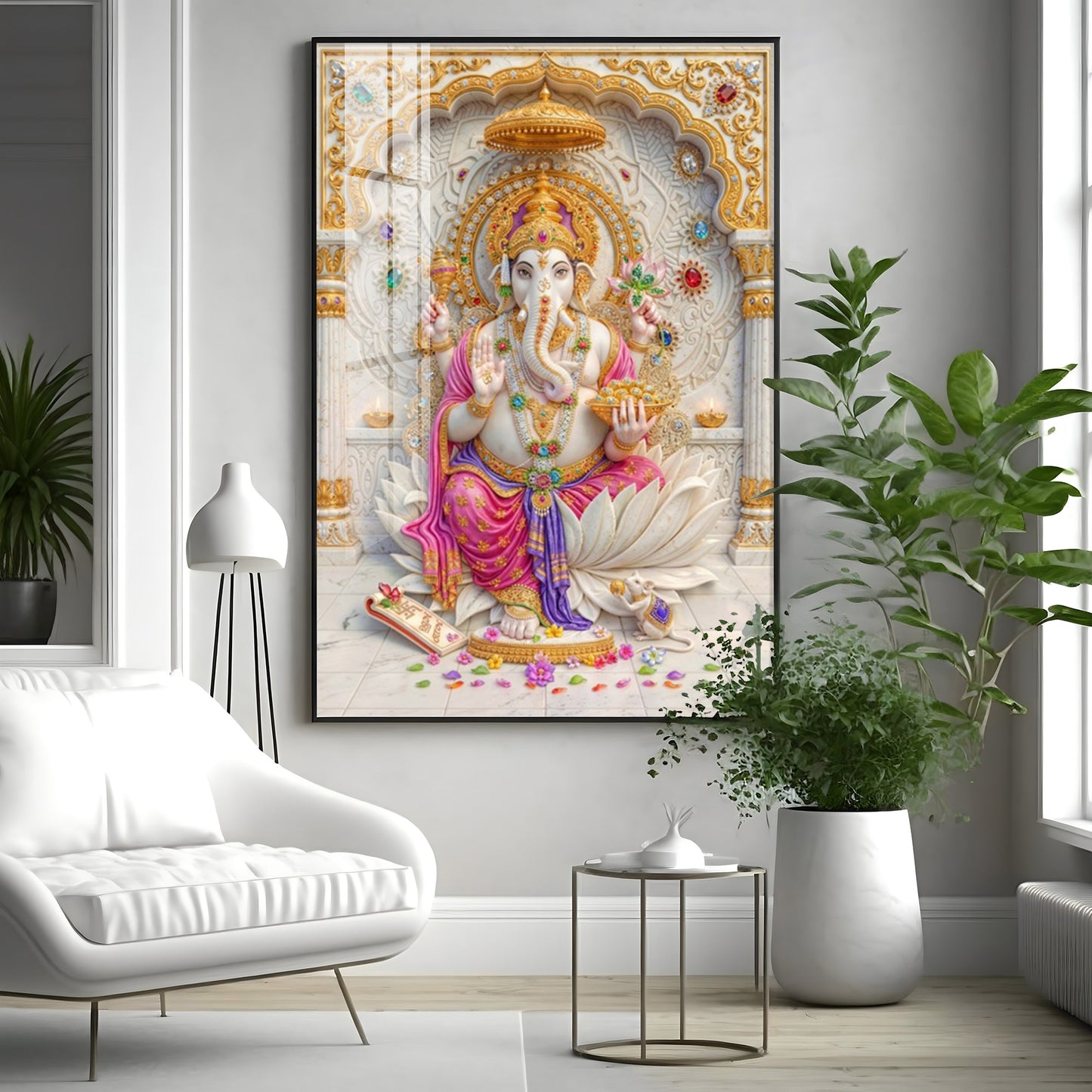 Sacred Ganpati Maharaj Premium Acrylic Vertical Wall Art